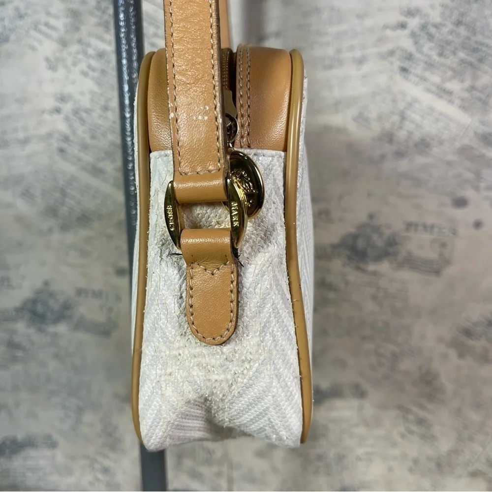 Vintage 80s Mark Cross Signature Herringbone Crossbody Bag Made in Italy